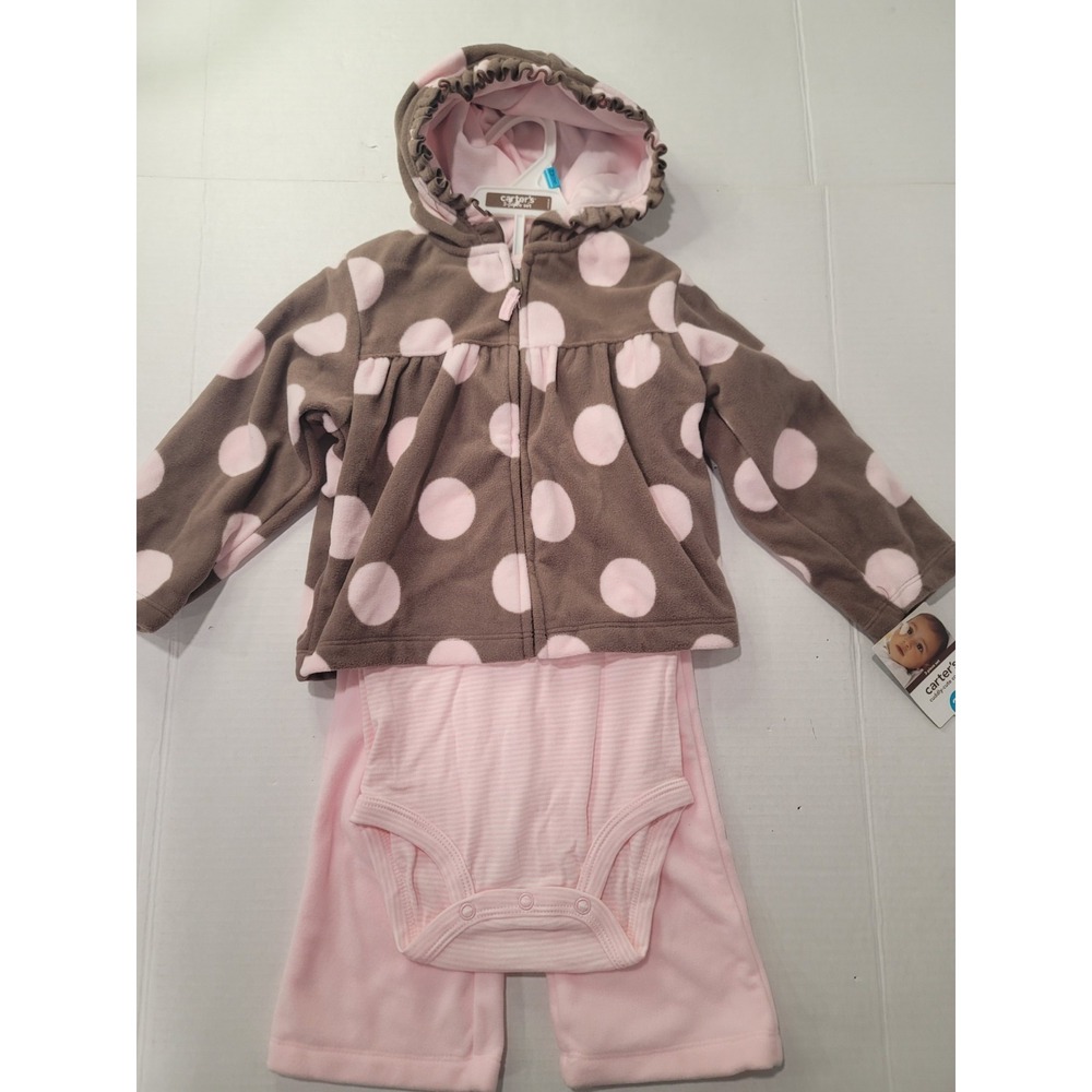 caters 3 pieces set 24-month polka dot pink, brown velour, cotton NEW